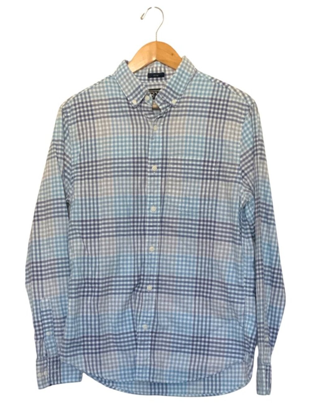 Hawker Rye Shirt Men Sz M Blue Slim Fit Plaid Print Button Up Long Sleeve Cotton